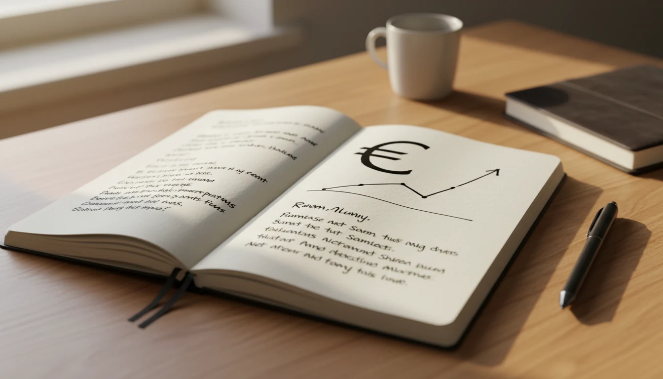 Blocco note con annotazioni e simbolo euro per pianificazione budget scommesse