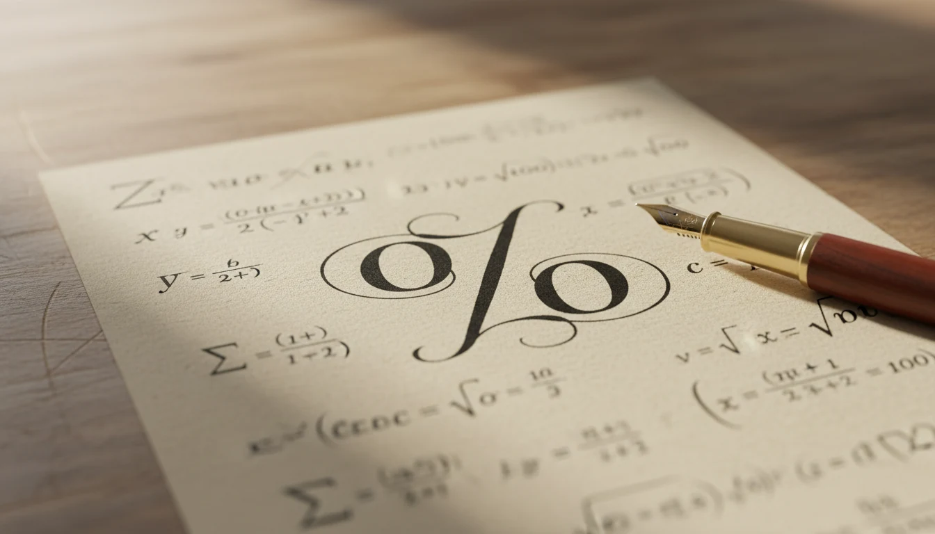 Documento con formule matematiche e simbolo percentuale per calcolo payout