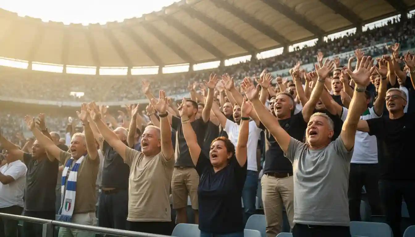 Tifosi italiani che festeggiano un gol durante una partita di Serie A
