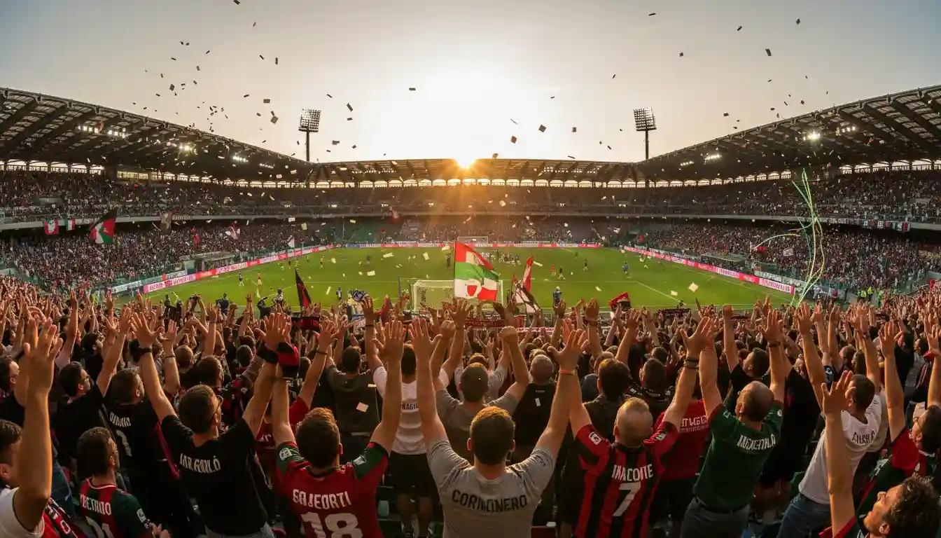 Tifosi italiani allo stadio durante una partita di Serie A